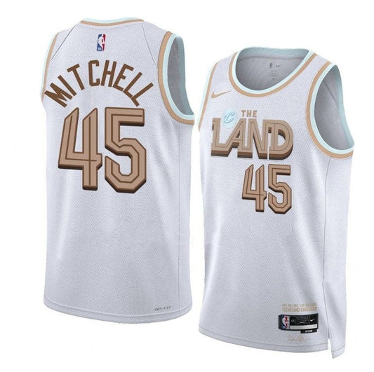 Men's Cleveland Cavaliers #45 Donovan Mitchell White 2022/23 City Edition Stitched Jersey
