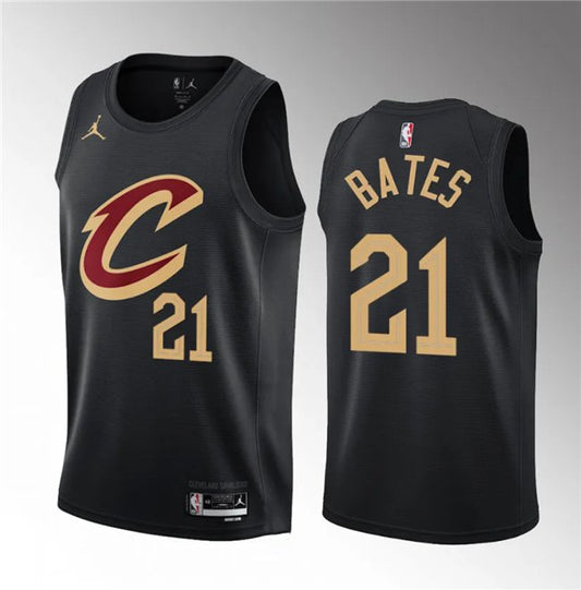 Men's Cleveland Cavaliers #21 Emoni Bates Black 2023 Draft Icon Edition Stitched Jersey