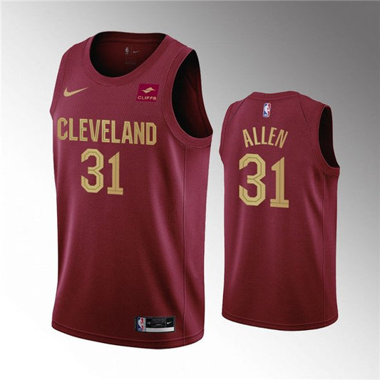 Men's Cleveland Cavaliers #31 Jarrett Allen Wine Icon Edition Stitched Jersey