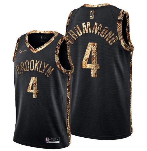Andre Drummond #4 Brooklyn Nets Python Skin Black Jersey 2022 Trade
