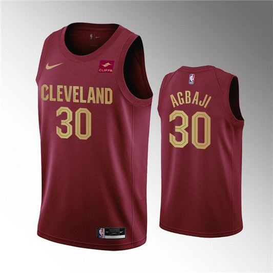 Men's Cleveland Cavaliers #30 Ochai Agbaji Wine Icon Edition Stitched Jersey