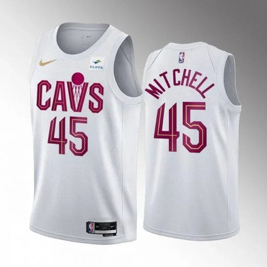 Men's Cleveland Cavaliers #45 Donovan Mitchell White Stitched Basketball Jersey